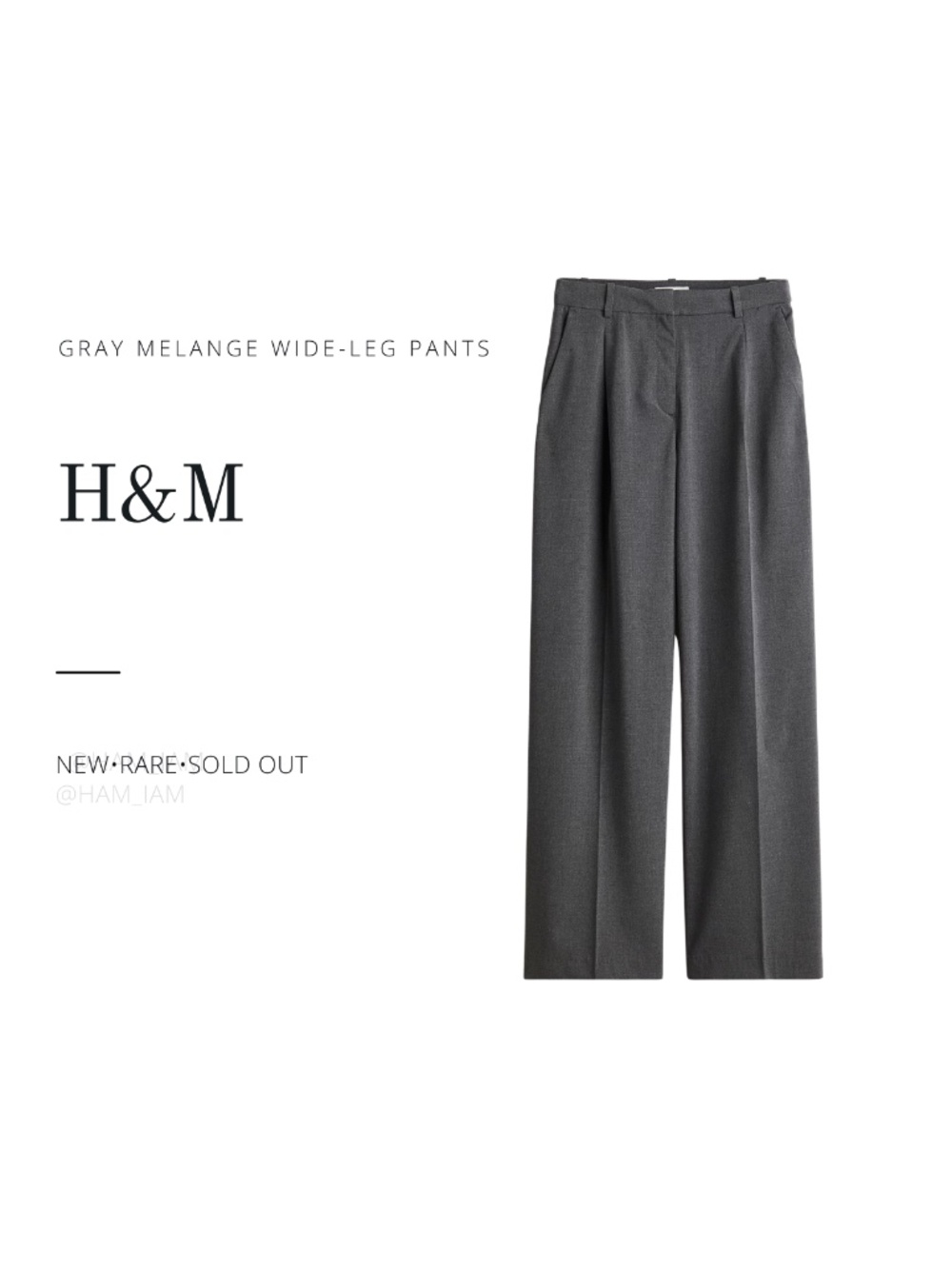 NWOT SOLD OUT Gray Melange H&M Wide-Leg Pants